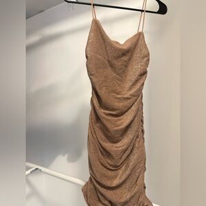 Gold Ruched Mini Dress